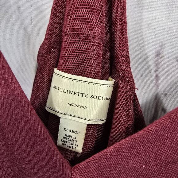 Jumpsuit Womens XL Maroon Wide Leg Gaucho Knot Twist Willa Moulinette Soeurs - Picture 3 of 13